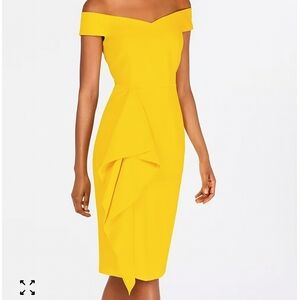 Vince Camuto Yellow Asymmetrical Ruffled Cocktail Dress